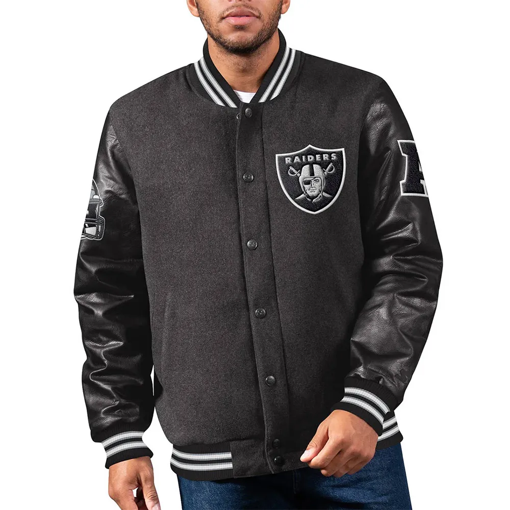 Las Vegas Raiders First Rounder Black Varsity Jacket Las Vegas Raiders First Rounder Black Varsity Jacket