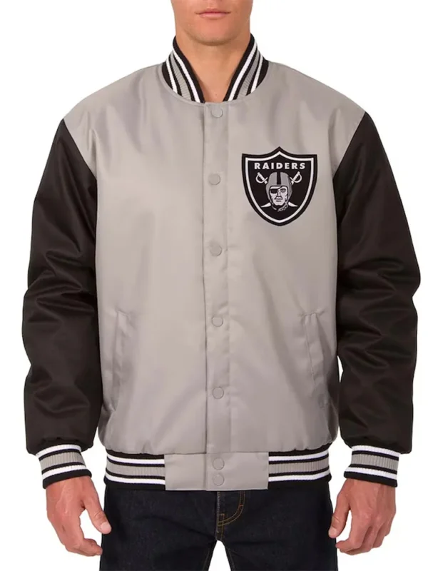 Las Vegas Raiders Front Hit Black-Gray Poly Twill Jacket