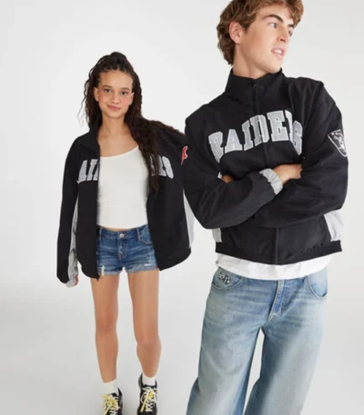 Las Vegas Raiders Full-Zip Black and White Track Jacket