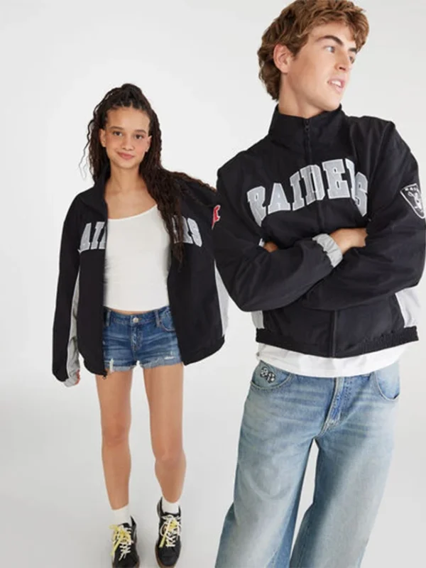 Las Vegas Raiders Full-Zip Black and White Track Jacket