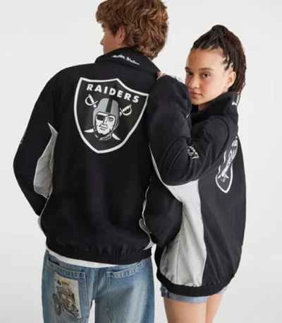 Las Vegas Raiders Full-Zip Black and White Track Jacket