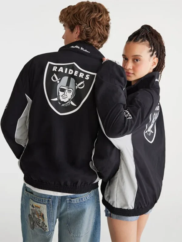 Las Vegas Raiders Full-Zip Black and White Track Jacket