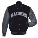 Las Vegas Raiders Grey-Black Letterman Jacket