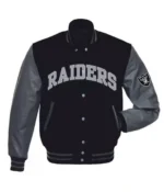 Las Vegas Raiders Grey-Black Letterman Jacket