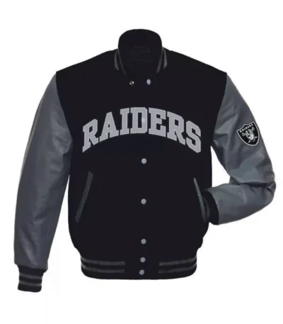 Las Vegas Raiders Grey-Black Letterman Jacket
