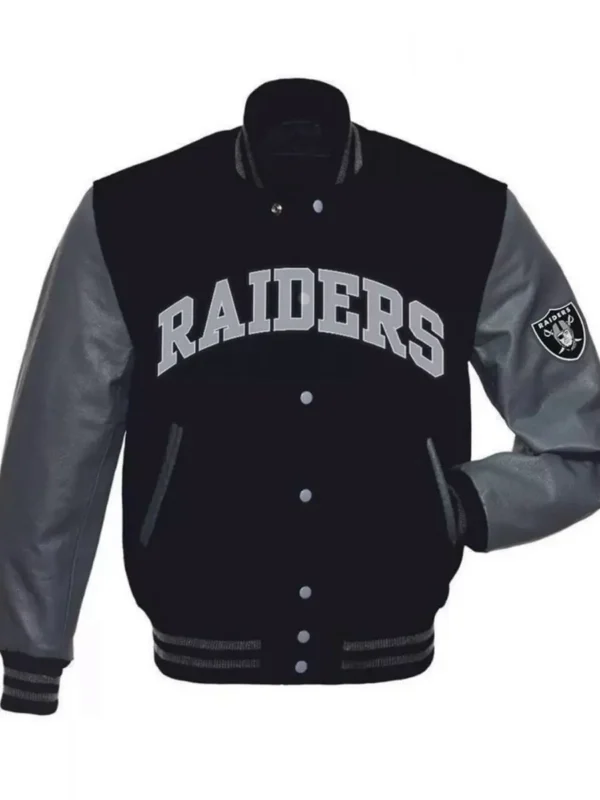 Las Vegas Raiders Grey-Black Letterman Jacket