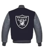 Las Vegas Raiders Grey-Black Letterman Jacket