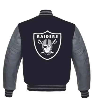 Las Vegas Raiders Grey-Black Letterman Jacket