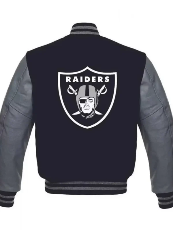 Las Vegas Raiders Grey-Black Letterman Jacket