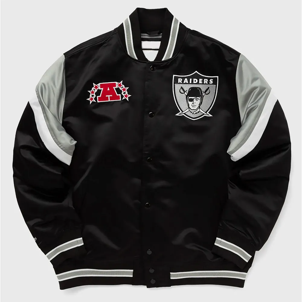 Las Vegas Raiders Heavyweight Black Satin Jacket Las Vegas Raiders Heavyweight Black Satin Jacket