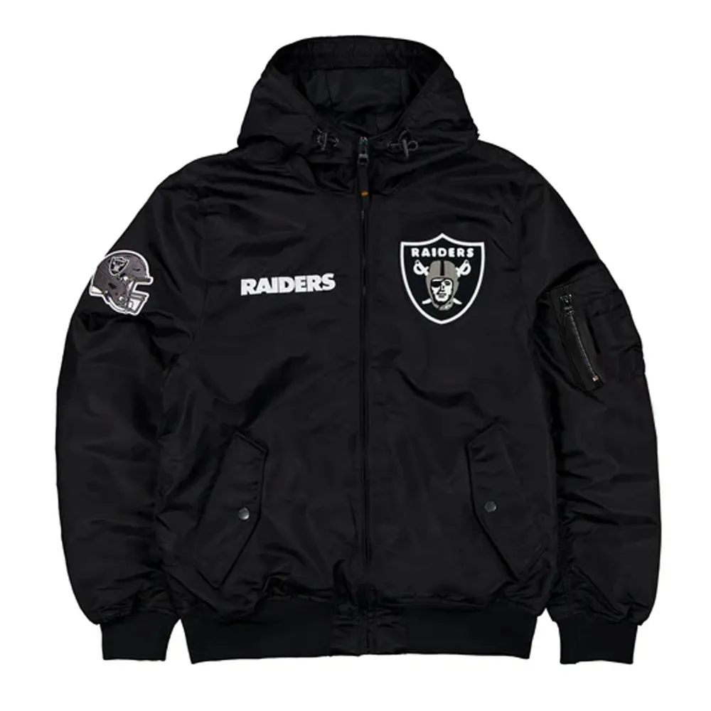 Las Vegas Raiders Historic L-2B Hooded Bomber Jacket Las Vegas Raiders Historic L-2B Hooded Bomber Jacket
