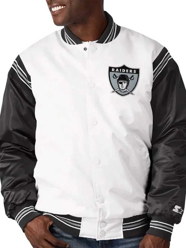 Las Vegas Raiders Historic Renegade Satin White-Black Jacket
