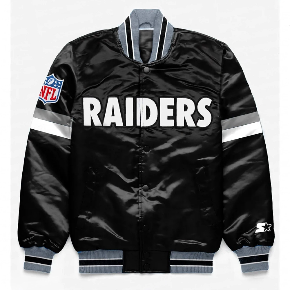 Las Vegas Raiders Home Game Black Satin Jacket Las Vegas Raiders Home Game Black Satin Jacket