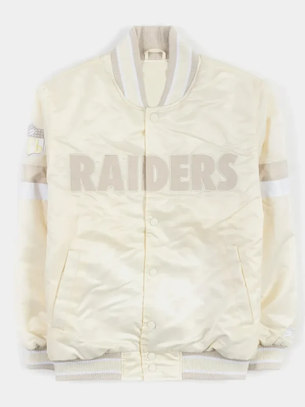 Las Vegas Raiders Home Game Pearl Varsity Satin Jacket