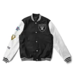 Las Vegas Raiders Letterman White and Black Jacket