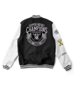Las Vegas Raiders Letterman White and Black Jacket