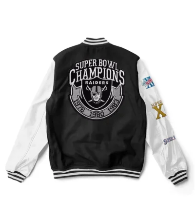 Las Vegas Raiders Letterman White and Black Jacket