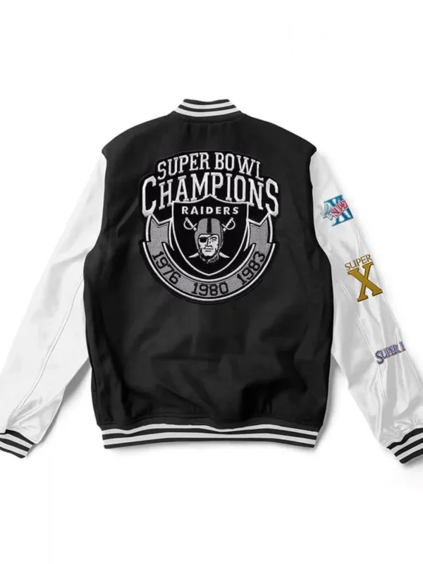 Las Vegas Raiders Letterman White and Black Jacket