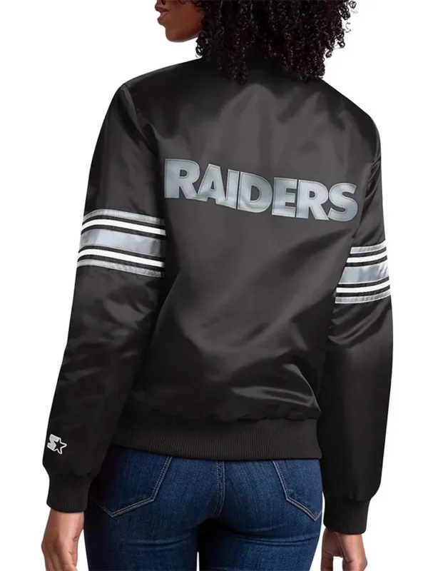 Las Vegas Raiders Line Up Black Satin Jacket