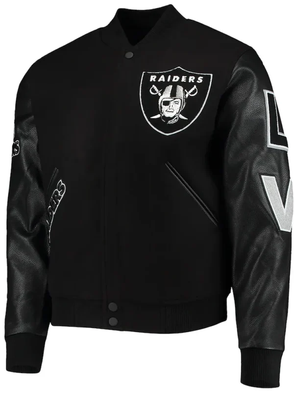 Las Vegas Raiders Logo Black Letterman Jacket
