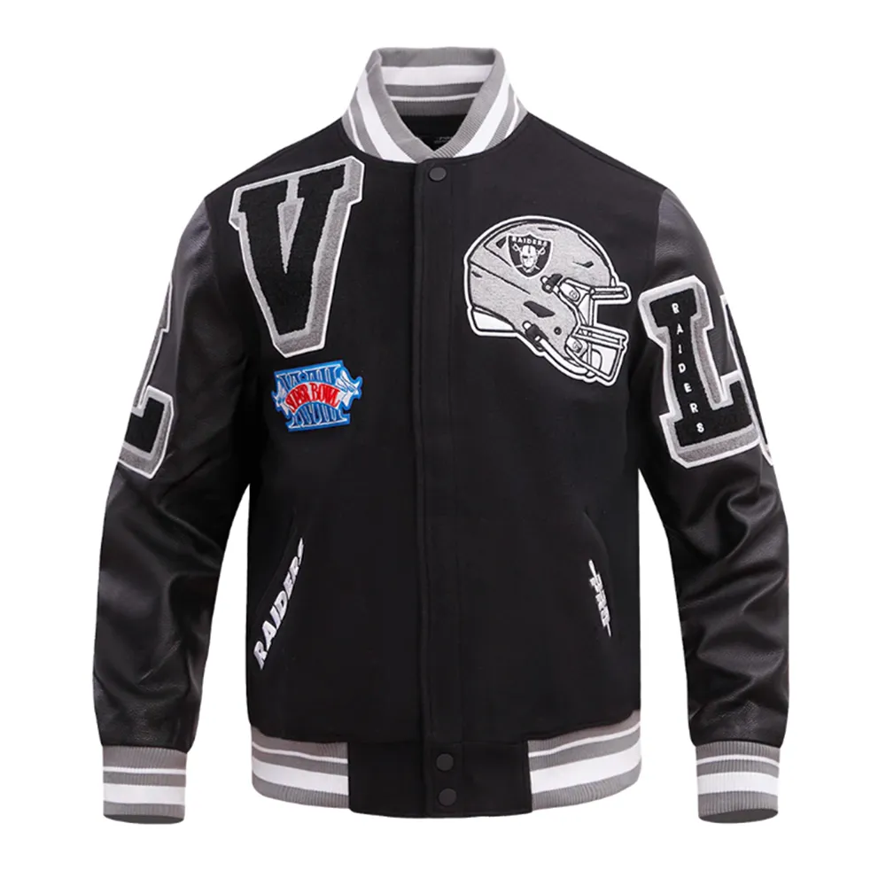 Las Vegas Raiders Mashup Classic Rib Varsity Jacket Las Vegas Raiders Mashup Classic Rib Varsity Jacket