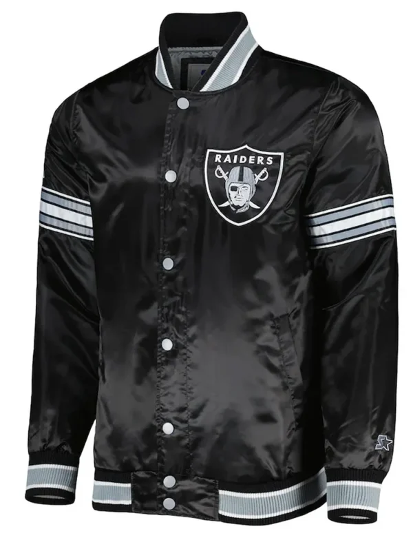 Las Vegas Raiders Midfield Black Satin Jacket