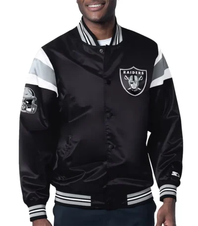 Las Vegas Raiders Midweight Black Satin Jacket