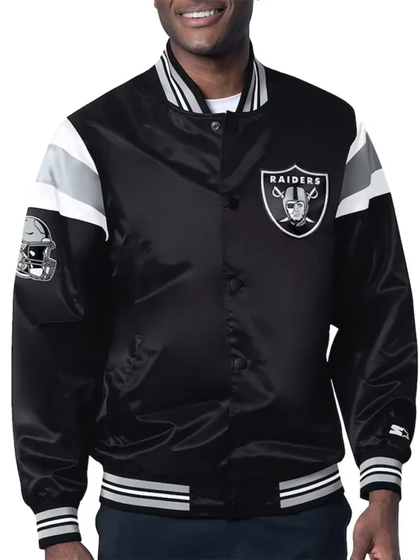 Las Vegas Raiders Midweight Black Satin Jacket