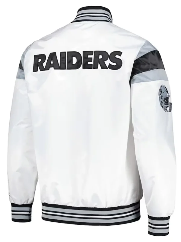 Las Vegas Raiders Midweight White Satin Jacket