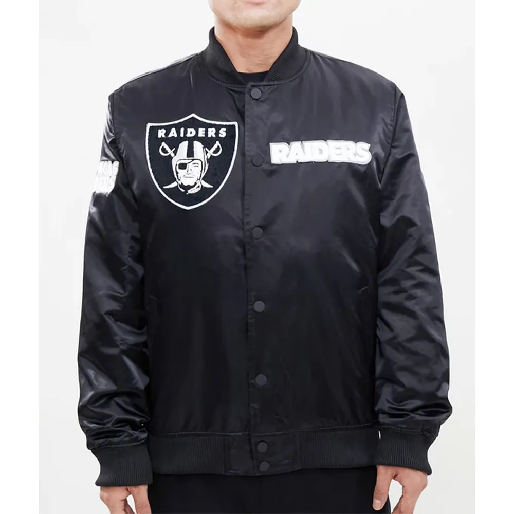 Las Vegas Raiders Pro Black Satin Jacket Las Vegas Raiders Pro Black Satin Jacket