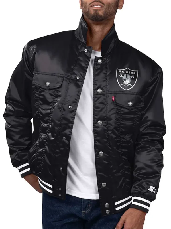 Las Vegas Raiders Silver Tab Trucker Jacket
