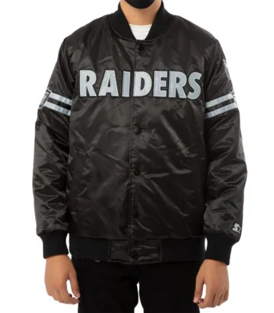 Las Vegas Raiders Striped Black Satin Jacket