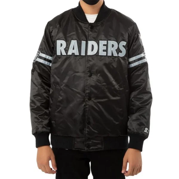 Las Vegas Raiders Striped Black Satin Jacket