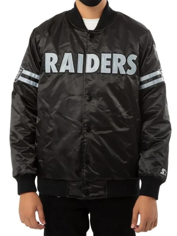 Las Vegas Raiders Striped Black Satin Jacket