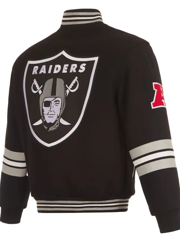 Las Vegas Raiders Striped Black Varsity Wool Jacket