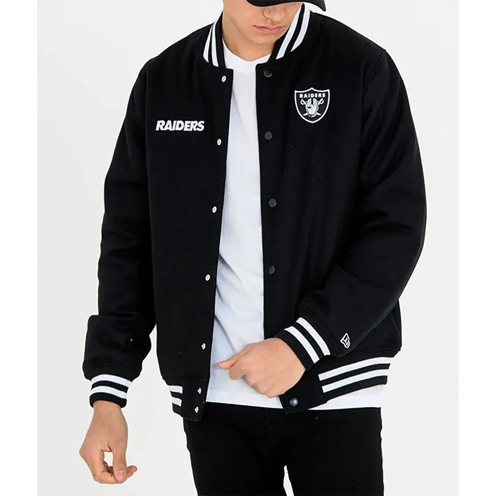Las Vegas Raiders Team Black Bomber Jacket Las Vegas Raiders Team Black Bomber Jacket