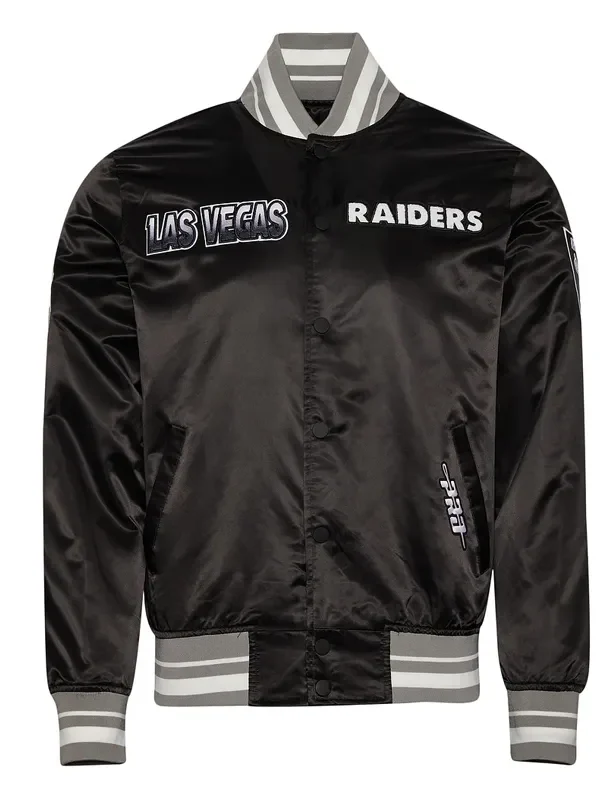 Las Vegas Raiders Turn It Up M Classic Rib Black Satin Jacket