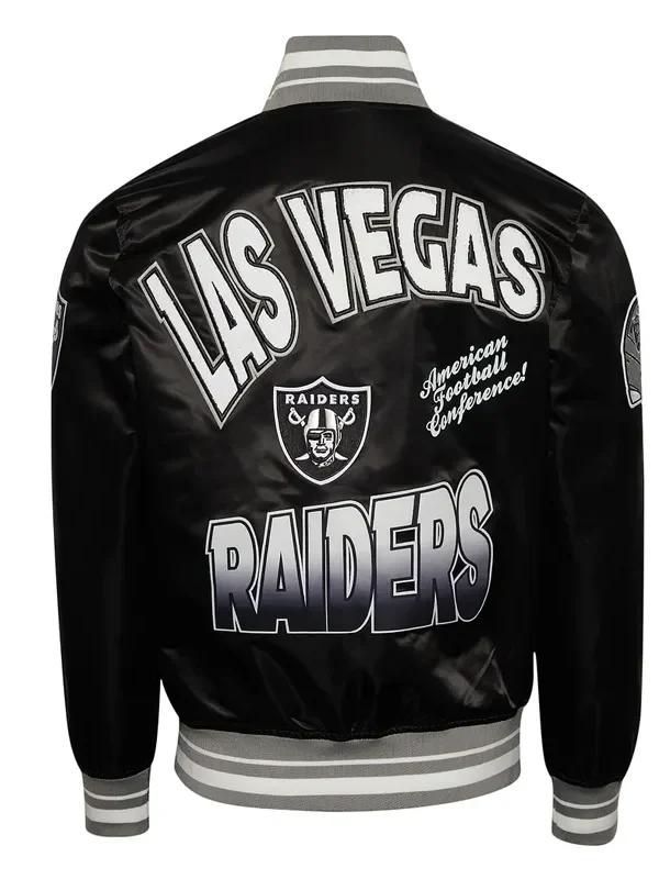 Las Vegas Raiders Turn It Up M Classic Rib Black Satin Jacket