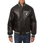 Las Vegas Raiders Varsity Black Leather Jacket