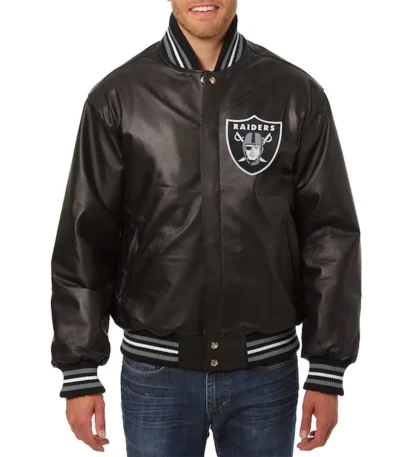 Las Vegas Raiders Varsity Black Leather Jacket