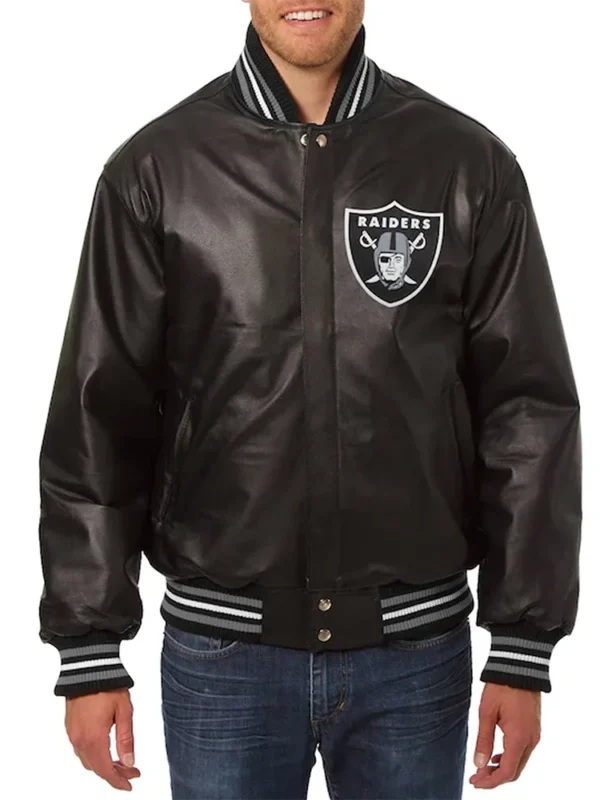 Las Vegas Raiders Varsity Black Leather Jacket