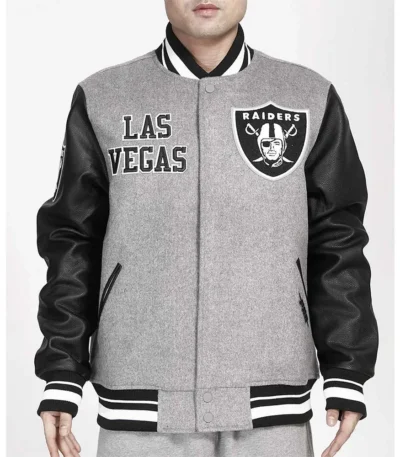 Las Vegas Raiders Varsity Gray and Black Jacket