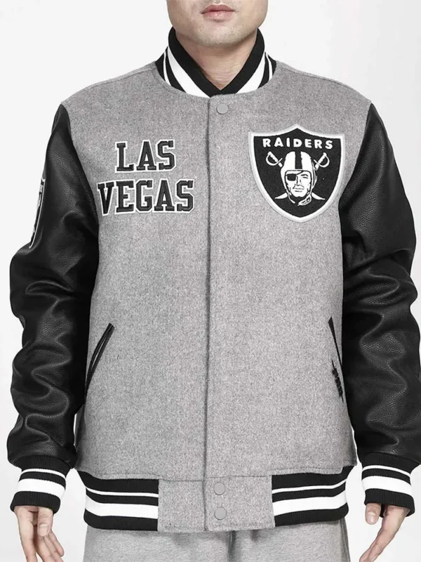 Las Vegas Raiders Varsity Gray and Black Jacket