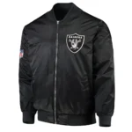 Las Vegas Raiders Zip-Up Black Bomber Satin Jacket