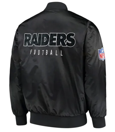 Las Vegas Raiders Zip-Up Black Bomber Satin Jacket