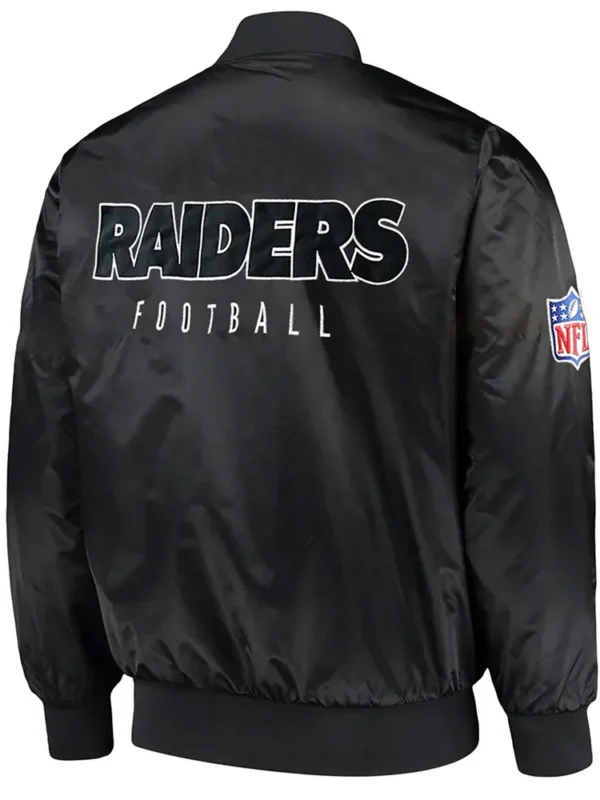 Las Vegas Raiders Zip-Up Black Bomber Satin Jacket