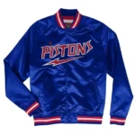 Lightweight Detroit Pistons Blue Satin Jacket