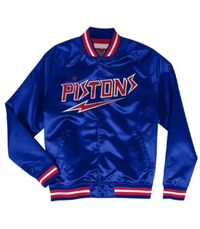 Lightweight Detroit Pistons Blue Satin Jacket