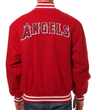 LA Angels Red Letterman Wool Jacket