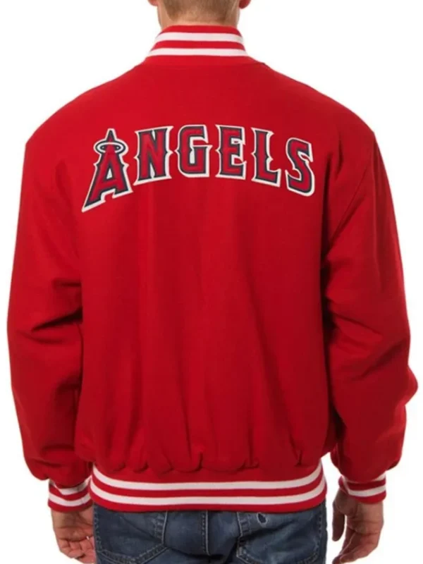 LA Angels Red Letterman Wool Jacket